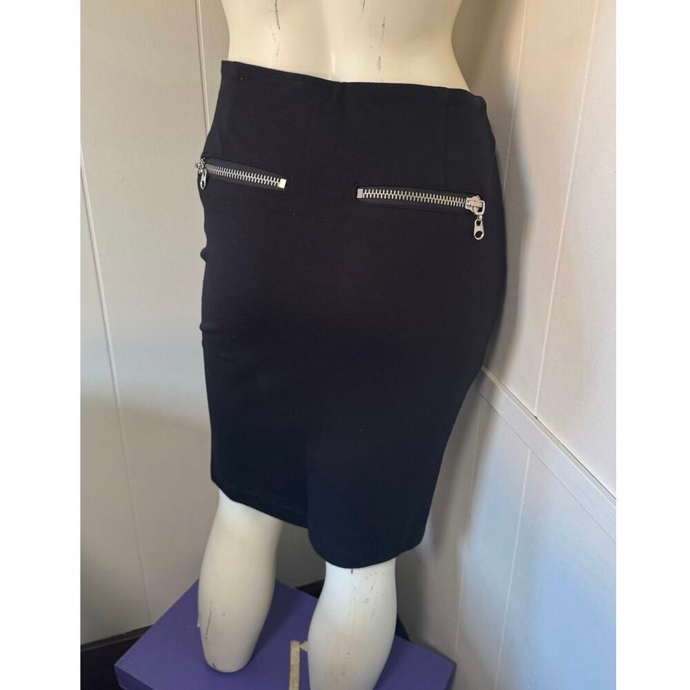 TAG Jeans Black Stretch Pencil Skirt with Silver Accent Zippers - Size 25 - Picture 2 of 15